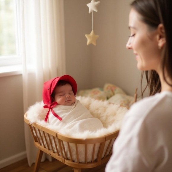 The Beaufort Bonnet Company Barringer Bonnet Richmond Red Velveteen S 3-6m NWT - Picture 10 of 12